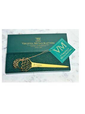 Vintage Virginia Metalcrafters Brass Letter Opener Historic Newport Pineapple